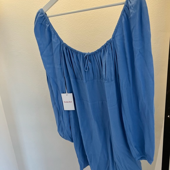 Aritzia - Sunday Best azure blue peasant sleeve dress - Picture 2 of 7